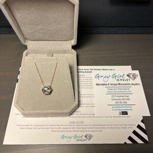 8mm hexagon cut gray Moissanite solitaire slider pendant 10kt rose gold necklace